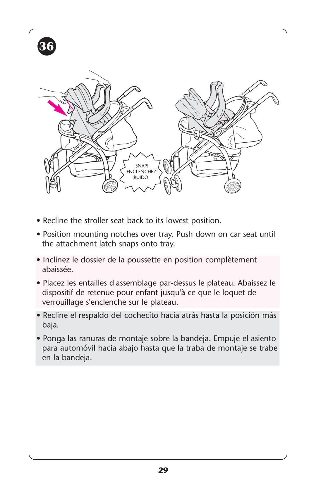 Graco ISPA189AA owner manual Snap Enclenchez ¡RUIDO 