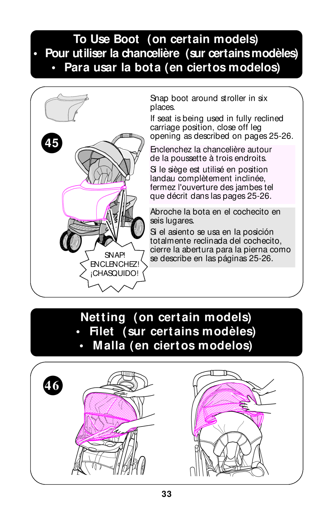 Graco ISPA204AA owner manual To Use Boot on certain models, Para usar la bota en ciertos modelos 