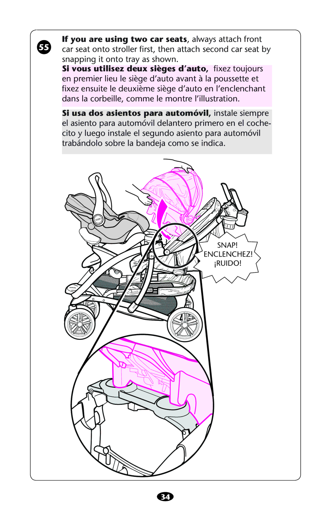 Graco ISPA216AB manual If you are using two car seats, always attach front 