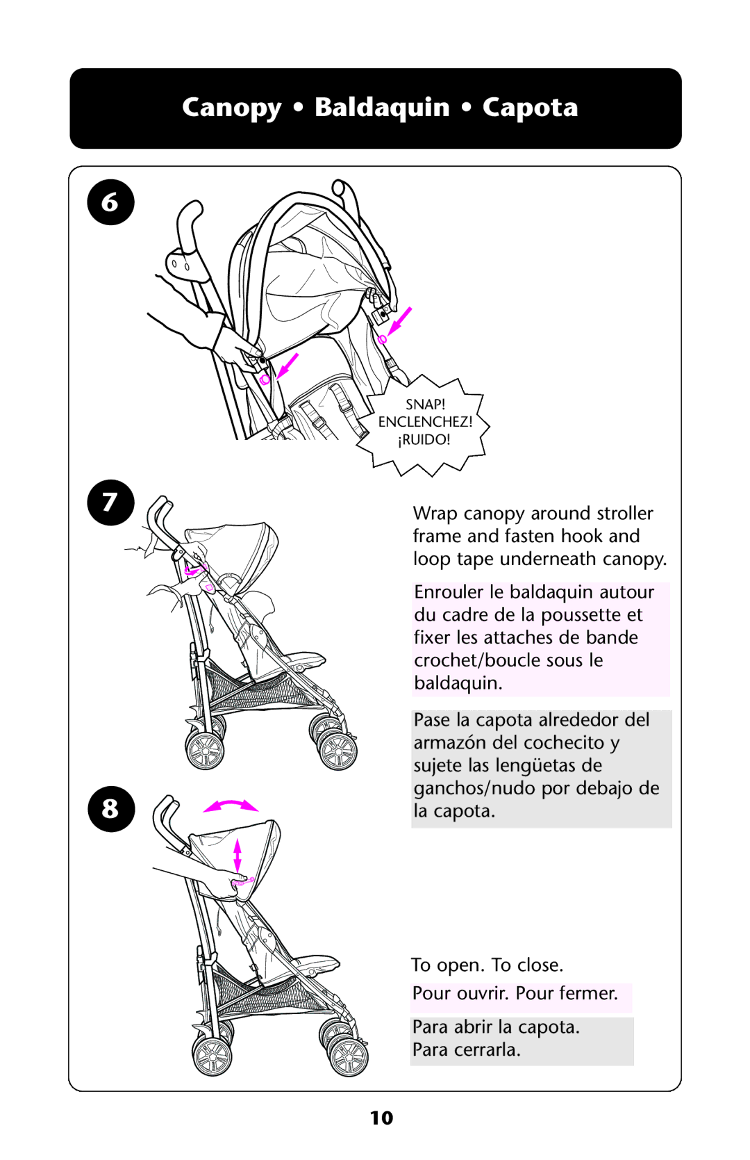 Graco ISPA228AA owner manual Canopy Baldaquin Capota 