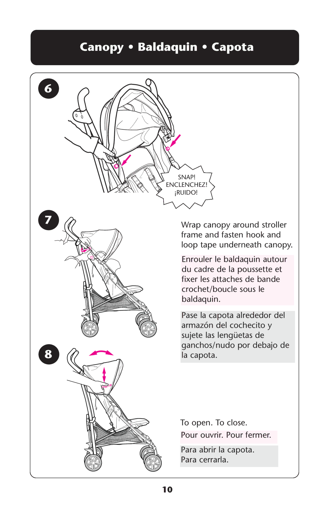 Graco ISPA228AB 10/08 owner manual Canopy Baldaquin Capota 