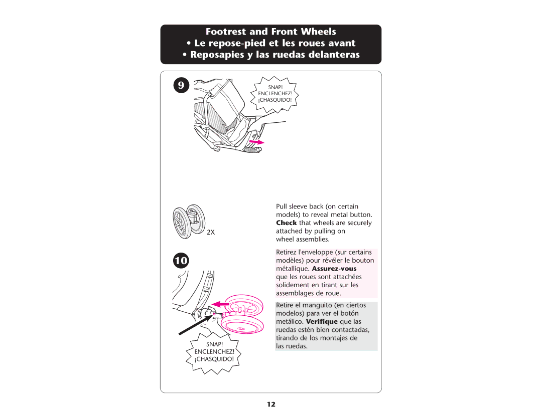 Graco ISPA237AA owner manual 9SNAP Enclenchez ¡CHASQUIDO 