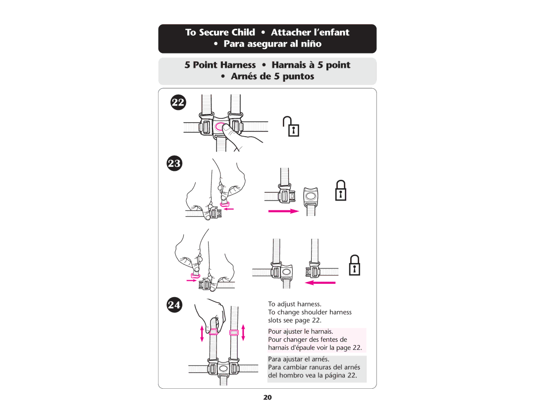 Graco ISPA237AA To Secure Child Attacher l’enfant Para asegurar al niño, Point Harness Harnais à 5 point Arnés de 5 puntos 