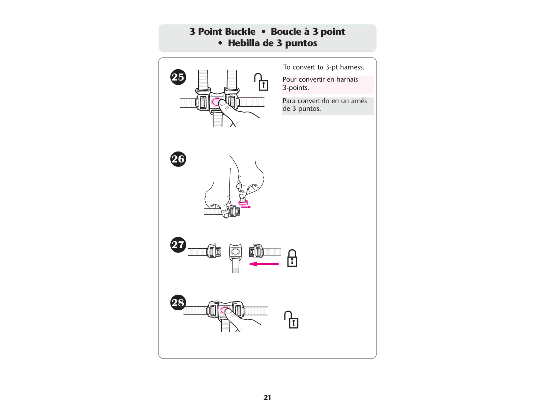 Graco ISPA237AA owner manual Point Buckle Boucle à 3 point Hebilla de 3 puntos 