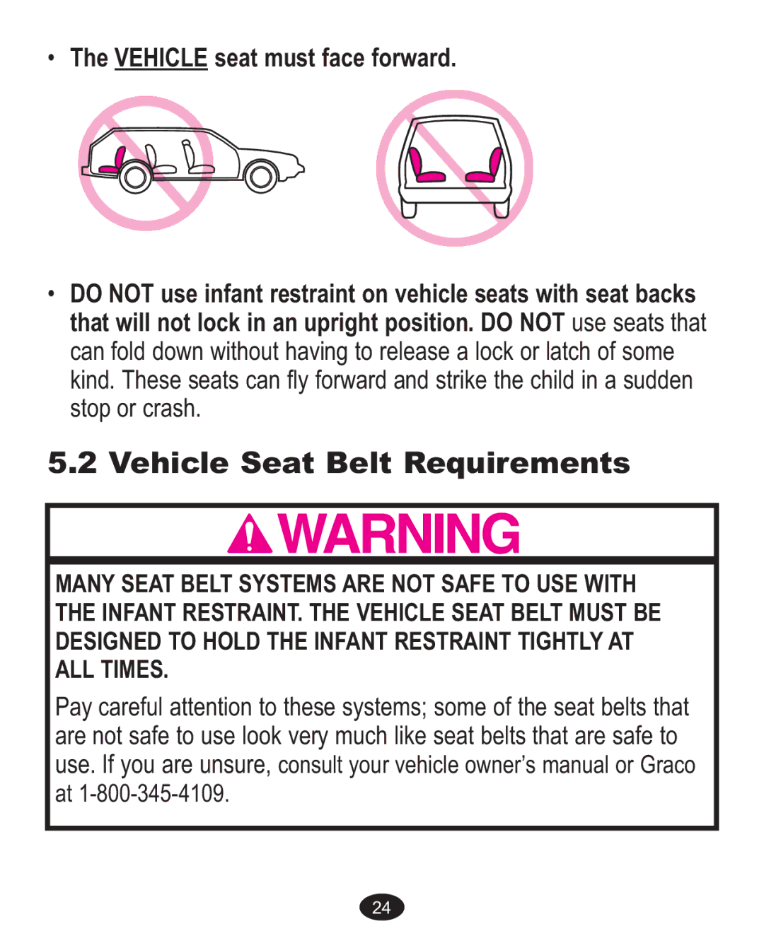 Graco ISPA237AA owner manual Vehicle Seat Belt Requirements 