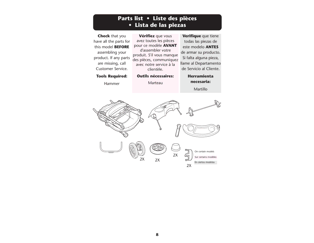 Graco ISPA237AA owner manual Parts list Liste des pièces Lista de las piezas, Vérifiez que vous Verifique que tiene 