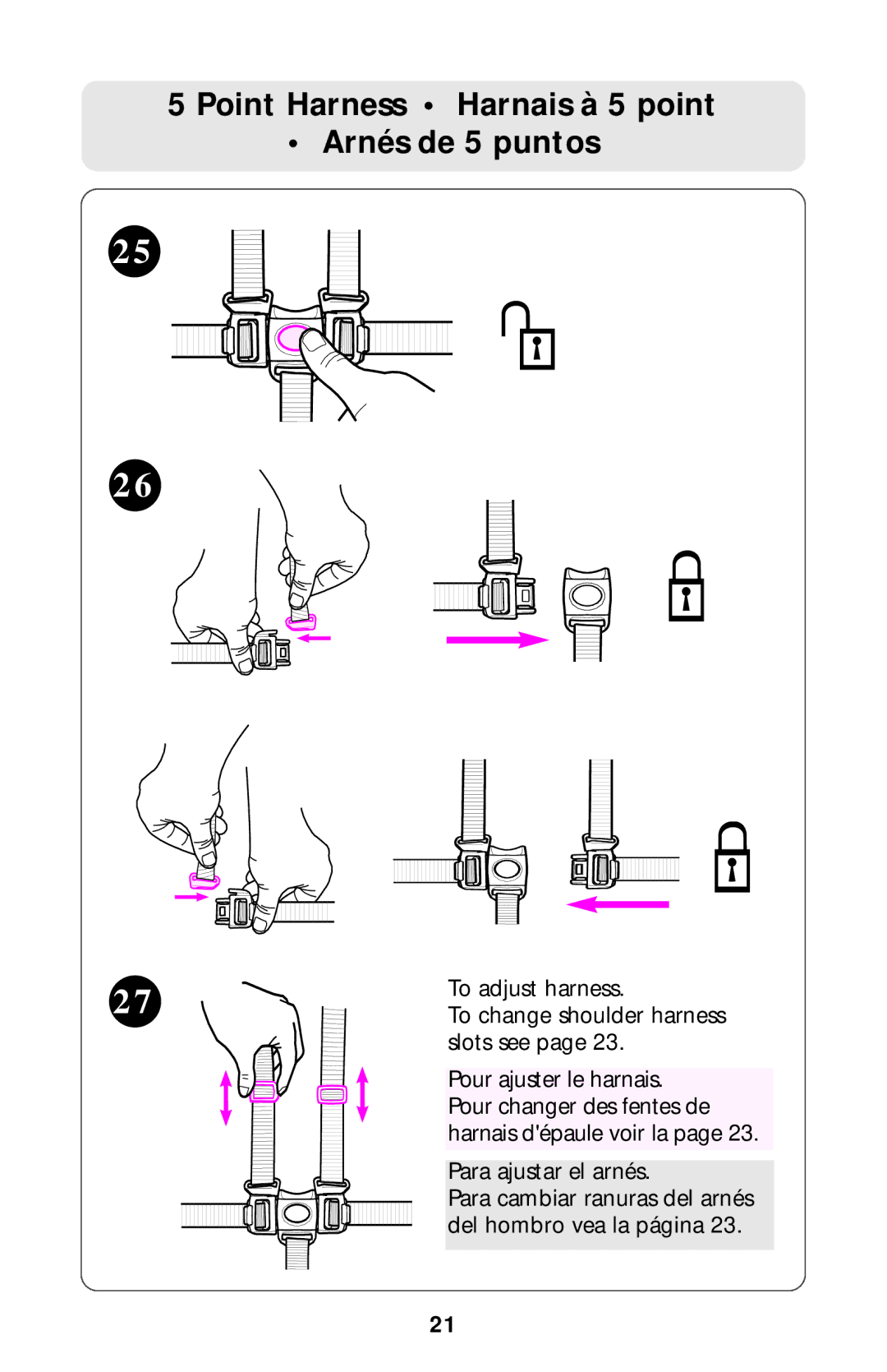 Graco ISPA238AB manual Point Harness Harnais à 5 point Arnés de 5 puntos 