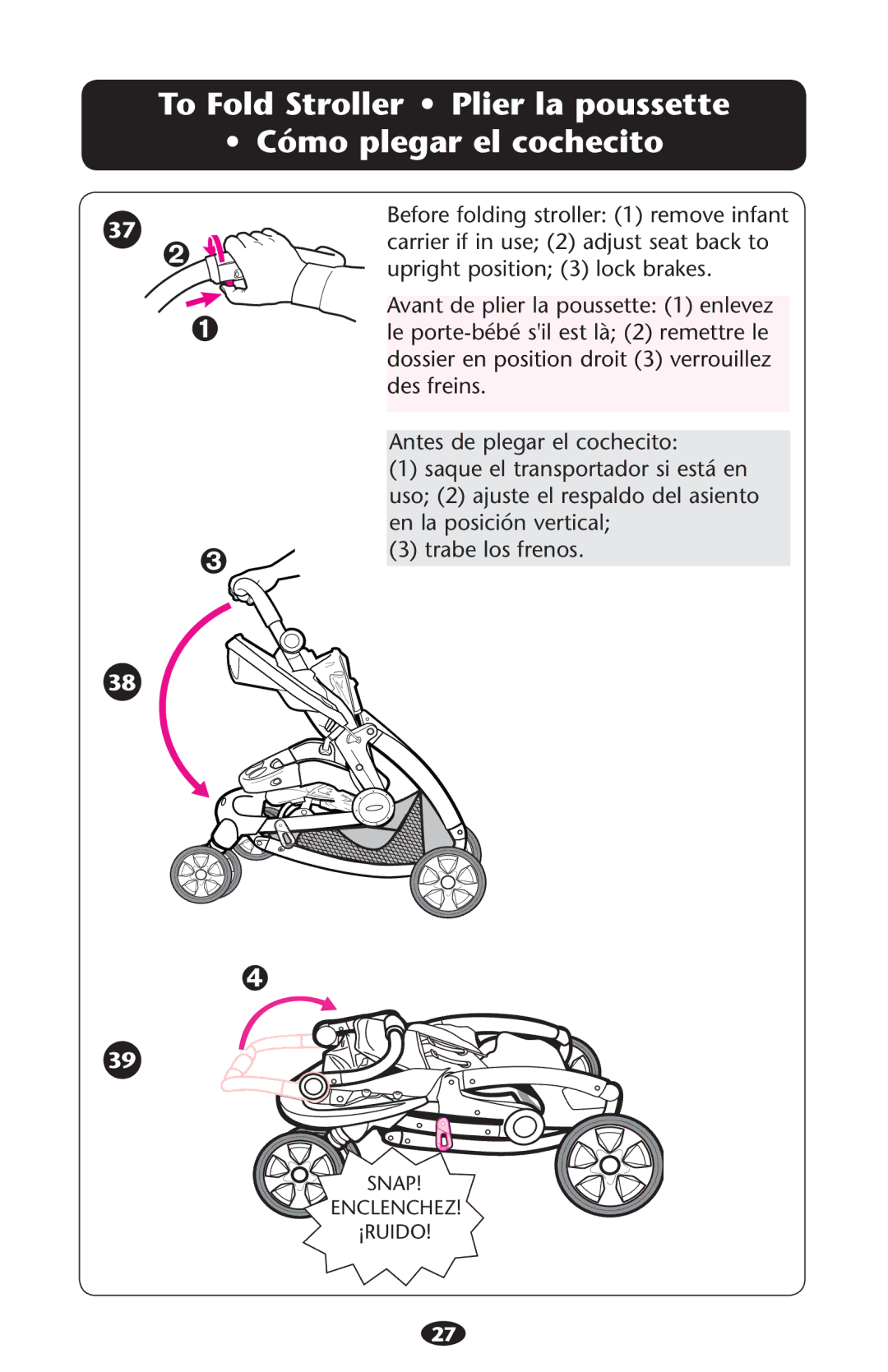 Graco ISPA271AB, 1755755, 1750713 manual Snap Enclenchez ¡RUIDO 