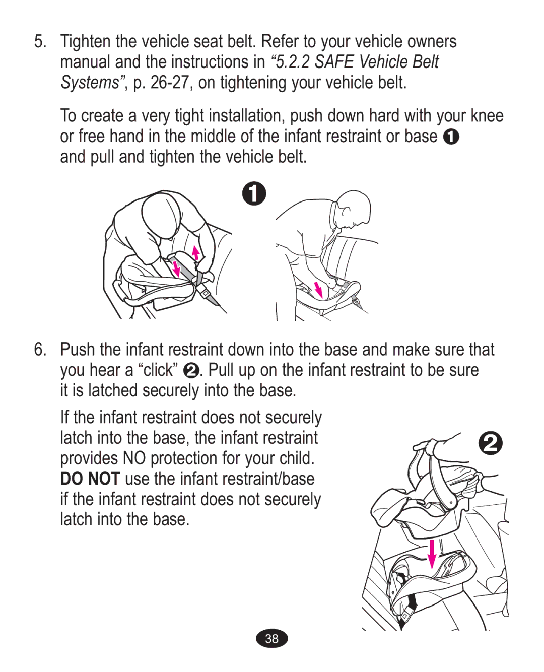 Graco 1750713, ISPA271AB, 1755755 manual Pull and tighten the vehicle belt 