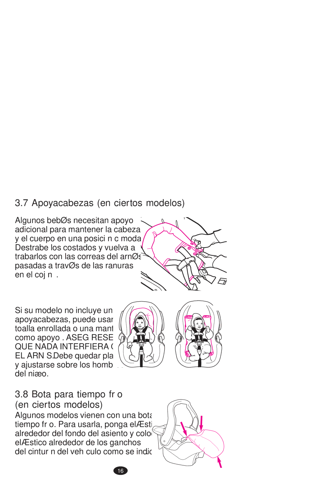 Graco ISPA273AB, 1752033 owner manual Apoyacabezas en ciertos modelos, Bota para tiempo frío En ciertos modelos 