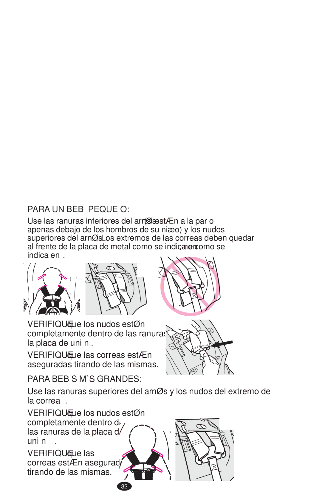 Graco ISPA273AB, 1752033 owner manual Para UN Bebé Pequeño, Para Bebés MÁS Grandes, Las ranuras de la placa de unión  