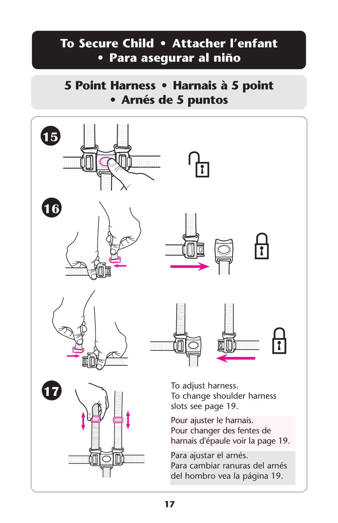 Graco ISPA273AB To Secure Child Attacher l’enfant Para asegurar al niño, Point Harness Harnais à 5 point Arnés de 5 puntos 