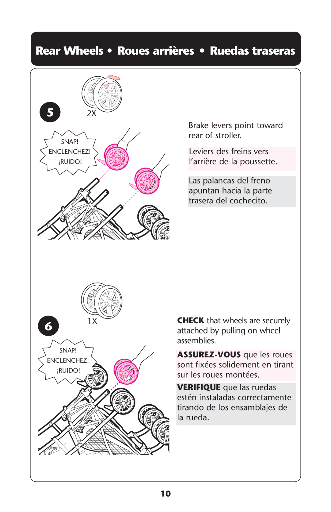 Graco ISPA317AA manual 2EAR 7HEELS ss2OUESUARRIÒRES ss2UEDAS Traseras 