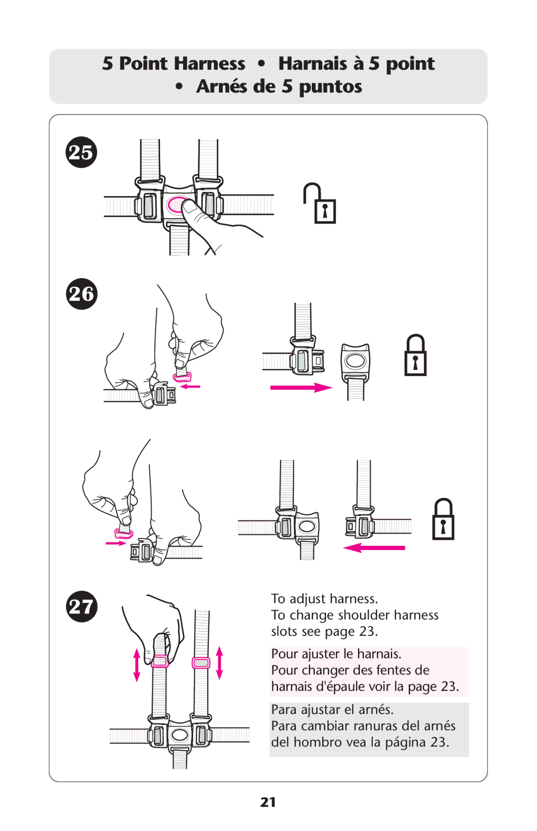 Graco ISPA338AA owner manual Point Harness Harnais à 5 point Arnés de 5 puntos 