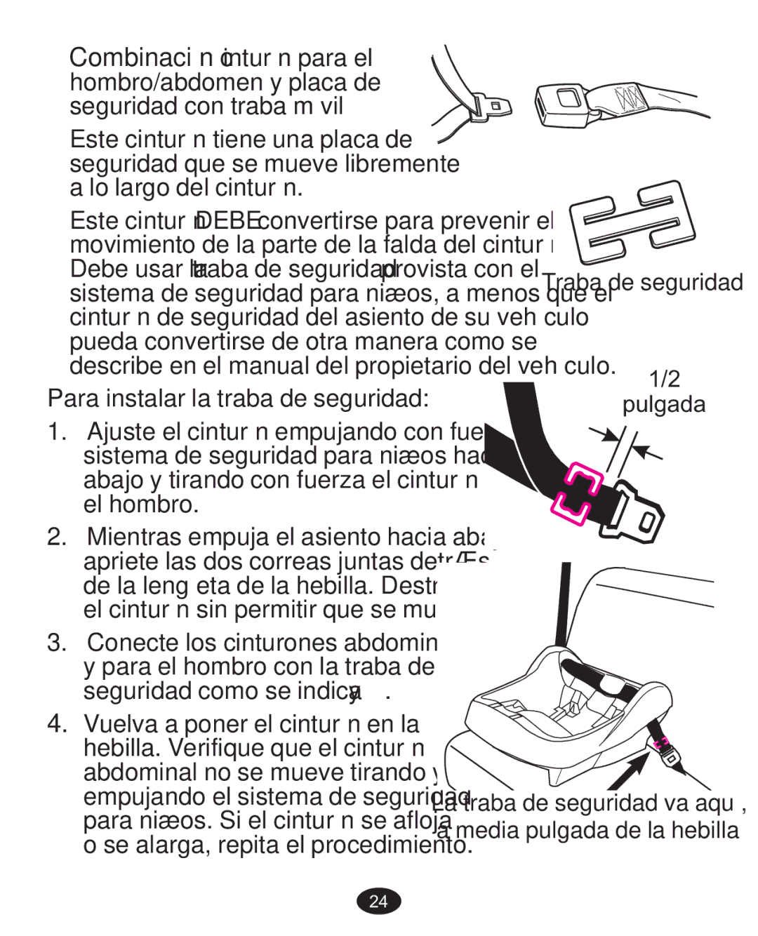 Graco ISPA338AA owner manual Para instalar la traba de seguridad 