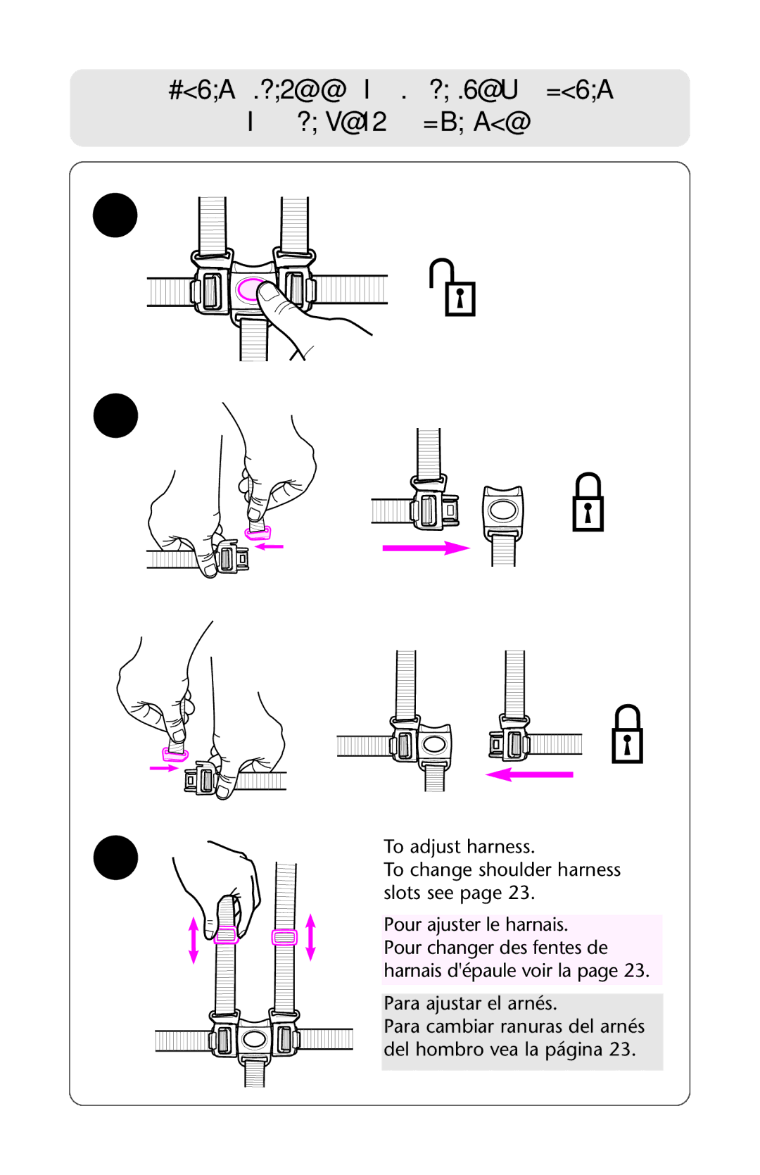 Graco ISPA338AA owner manual Point Harness Harnais à 5 point Arnés de 5 puntos 