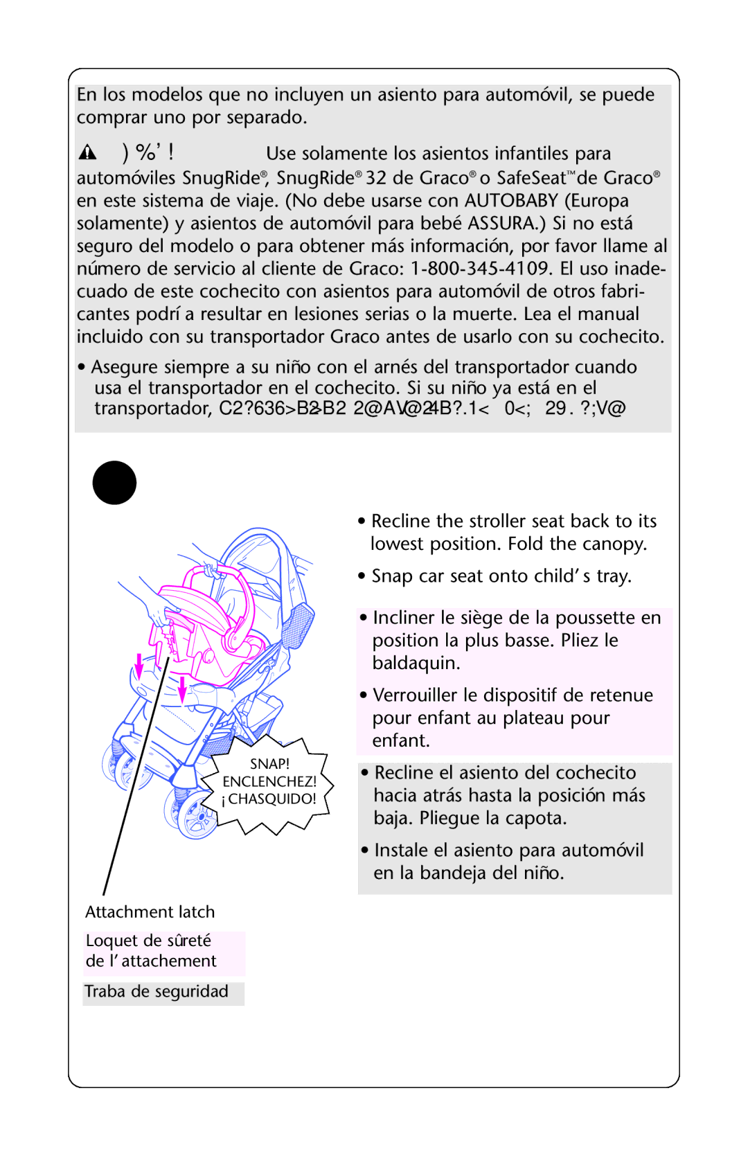 Graco ISPA338AA owner manual Snap 