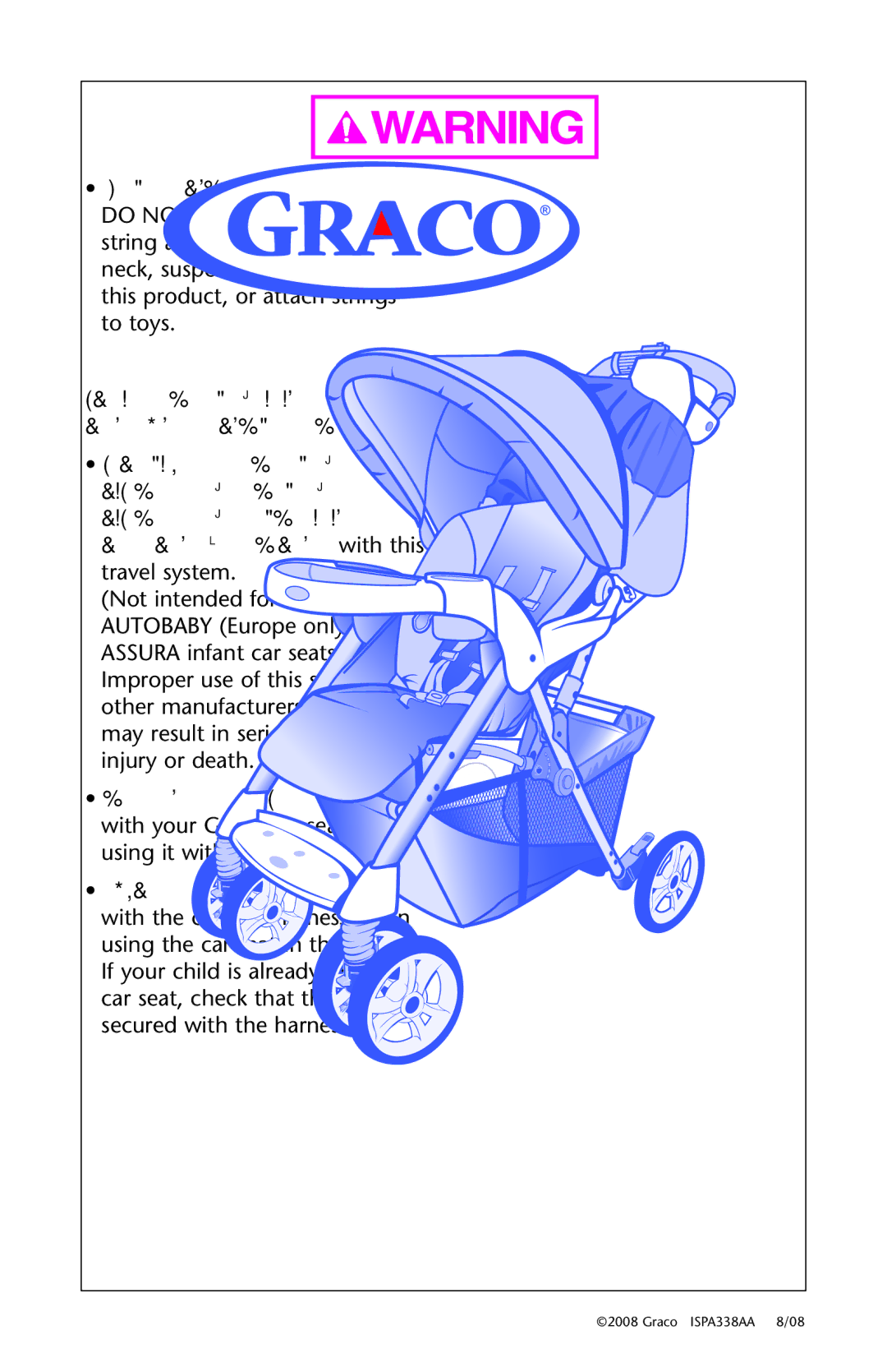 Graco ISPA338AA owner manual Using Graco Infant CAR Seat with Stroller 