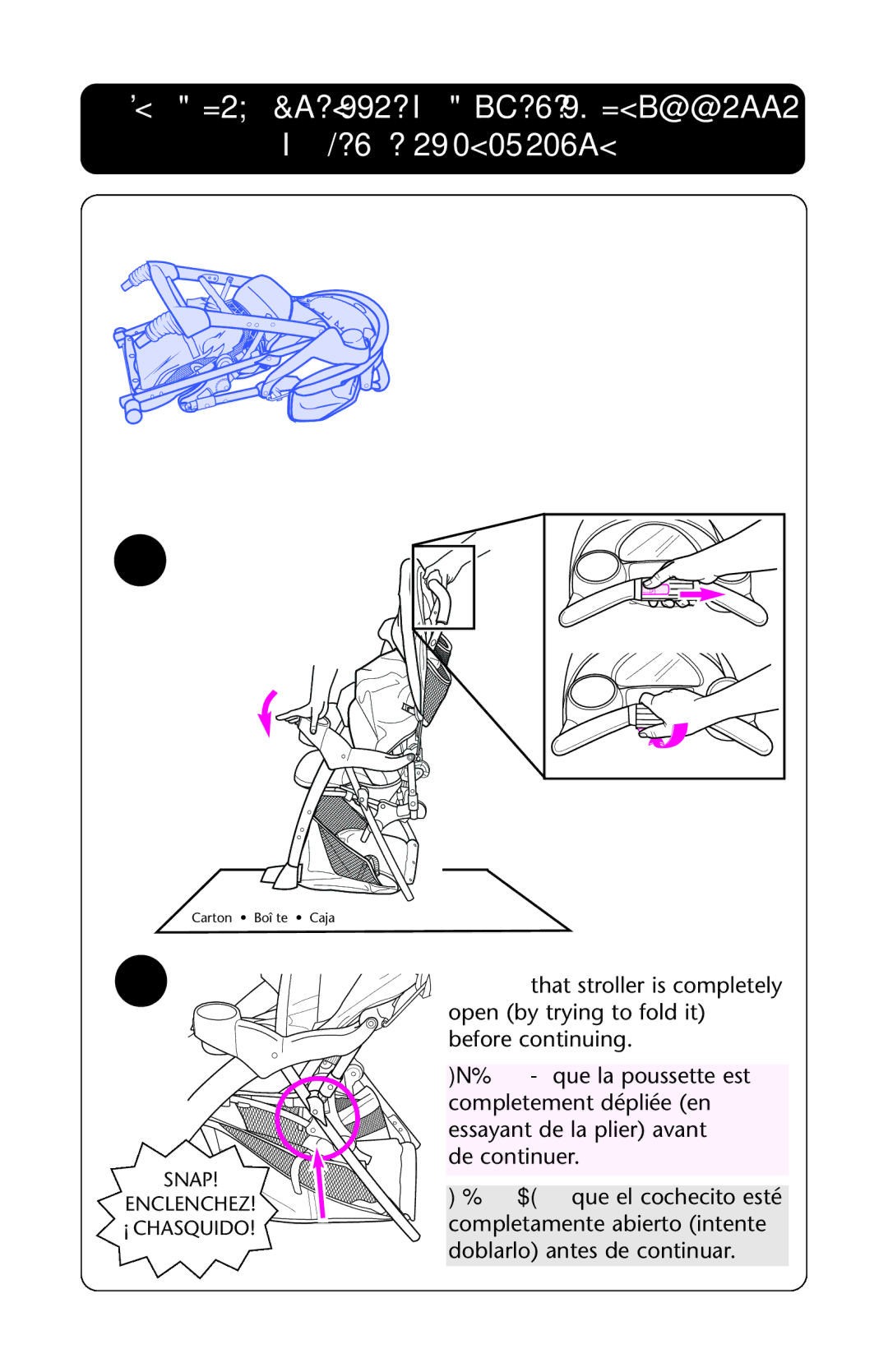 Graco ISPA338AA owner manual To Open Stroller Ouvrir la poussette Abrir el cochecito 