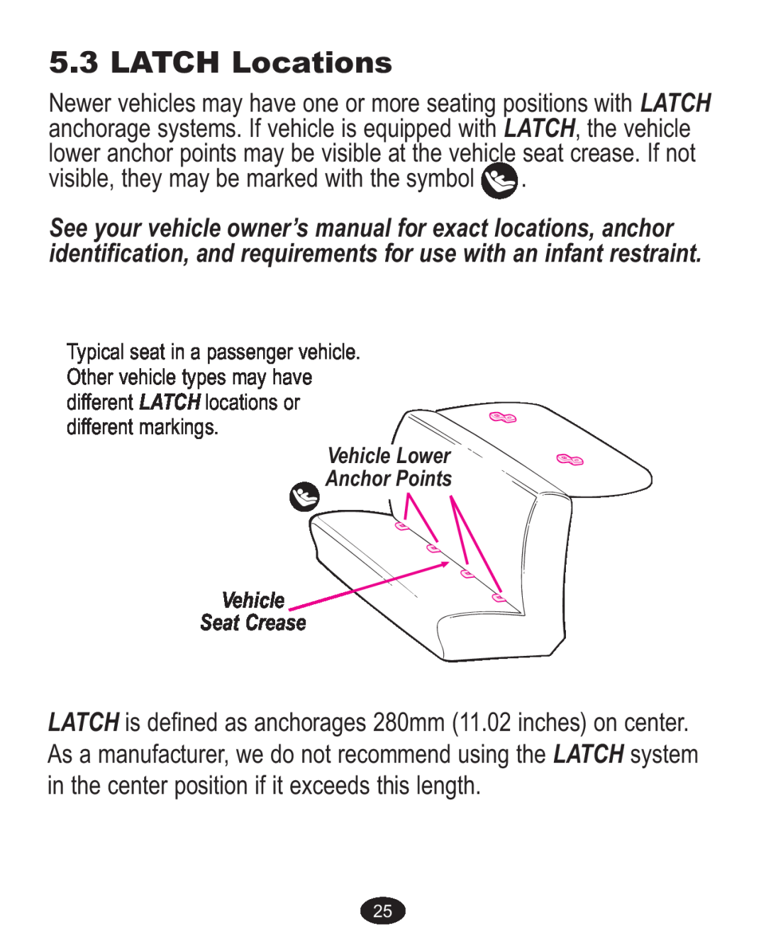 Graco ISPA338AA owner manual LATCH Locations 