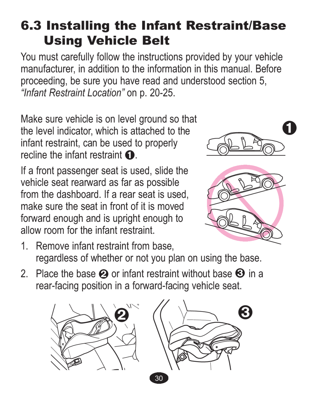 Graco ISPA338AA owner manual Installing the Infant Restraint/Base Using Vehicle Belt 