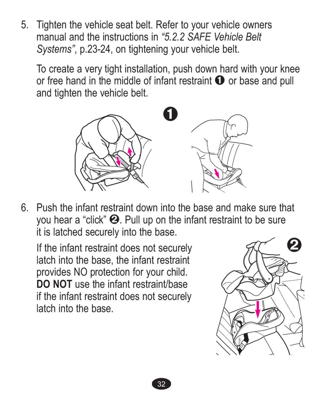 Graco ISPA338AA owner manual If the infant restraint does not securely 
