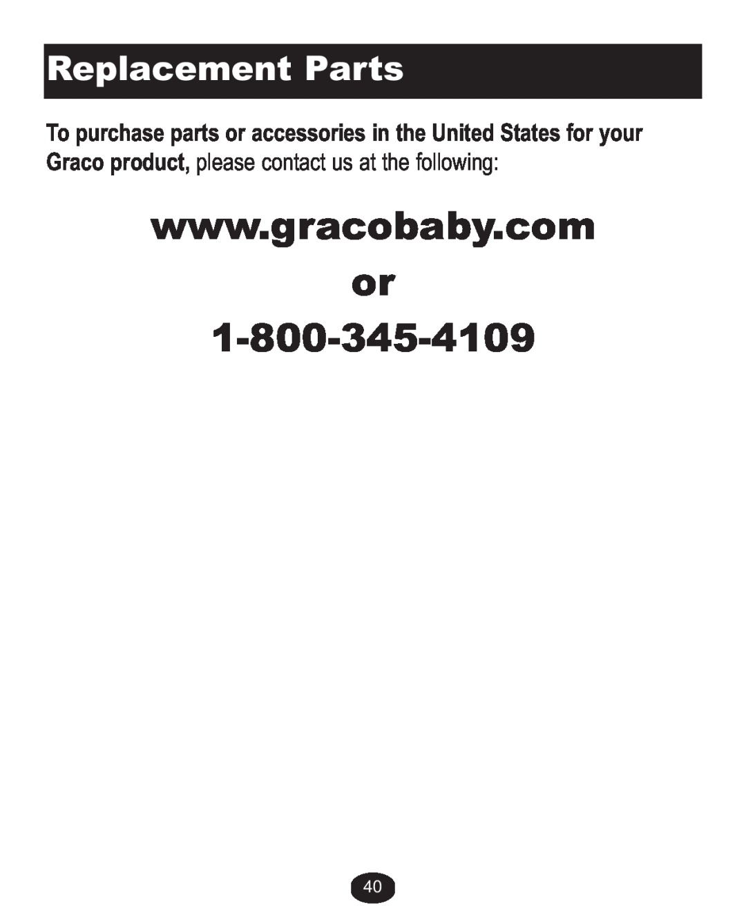 Graco ISPA338AA owner manual Replacement Parts 