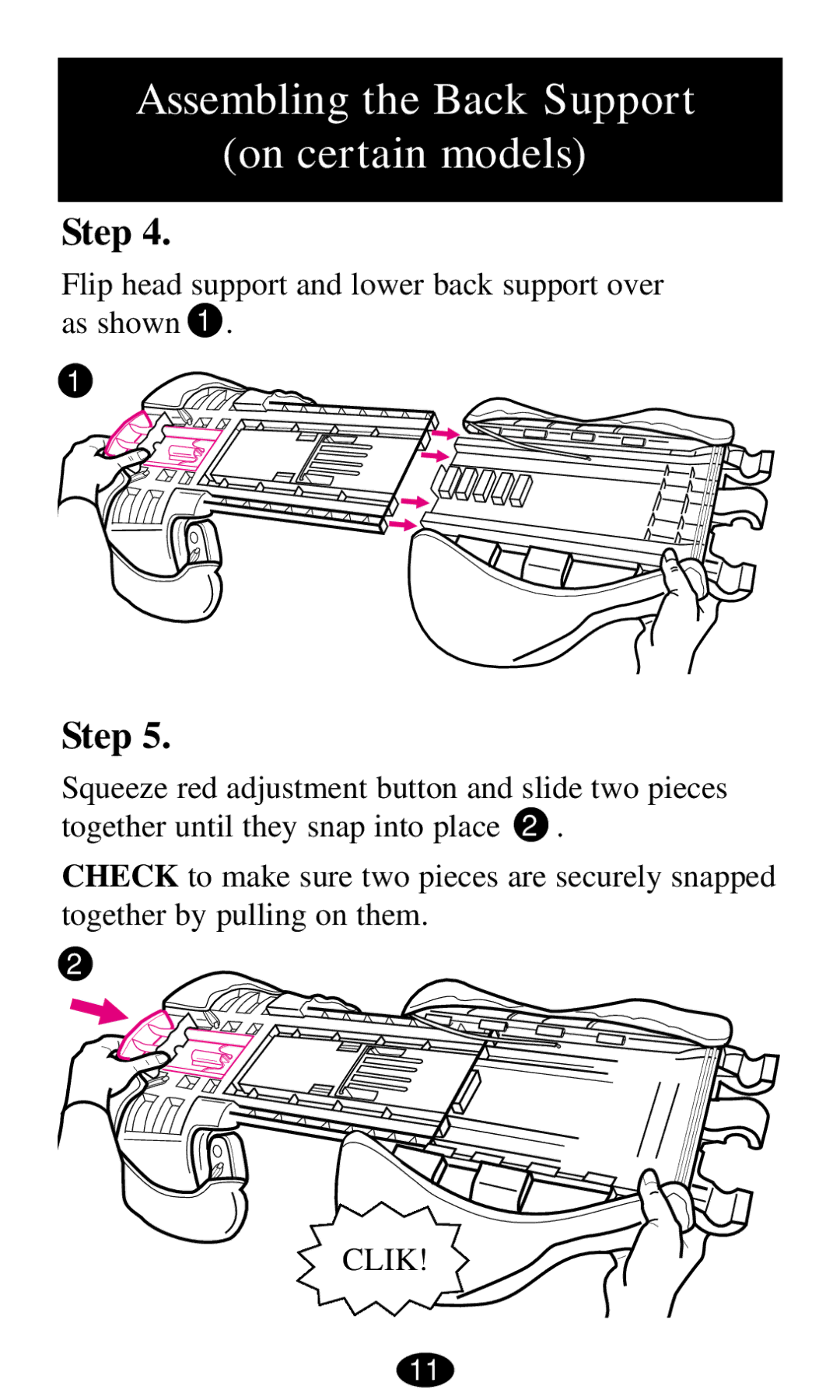 Graco ISPB004HB owner manual Assembling the Back Support on certain models 