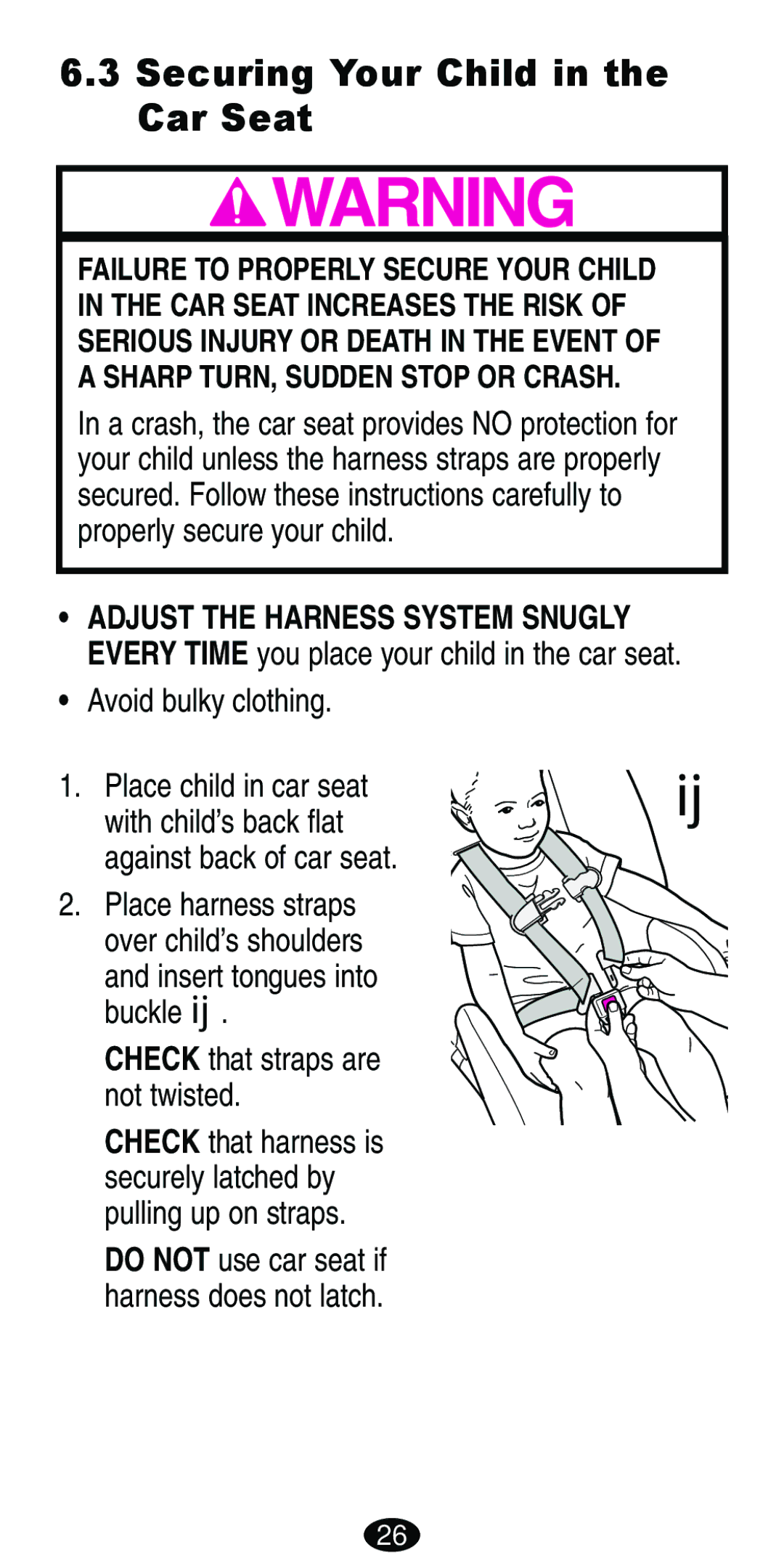 Graco ISPB007BD manual Securing Your Child in the Car Seat, Check that straps are not twisted 