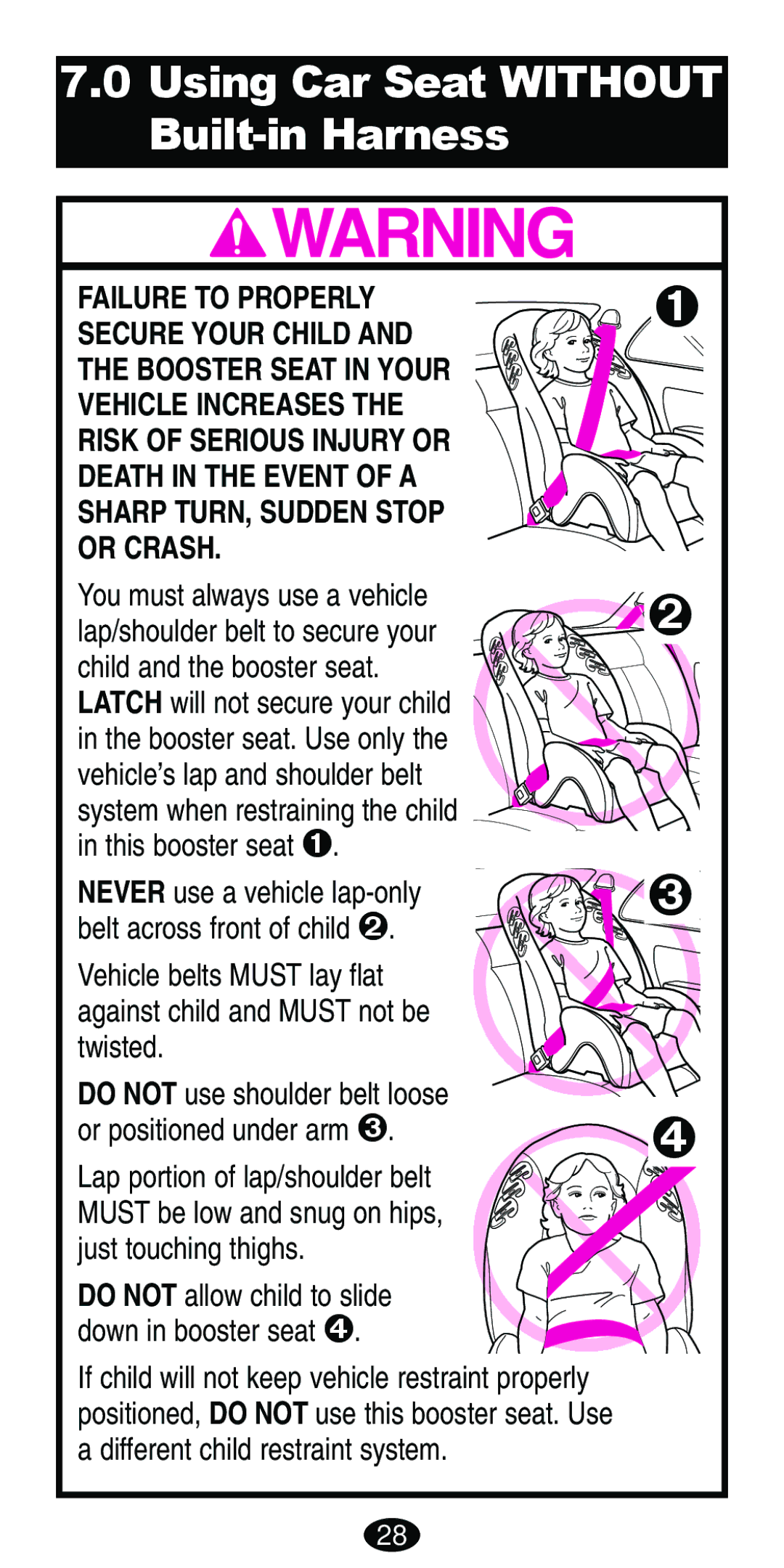 Graco ISPB007BD manual Using Car Seat Without Built-in Harness 