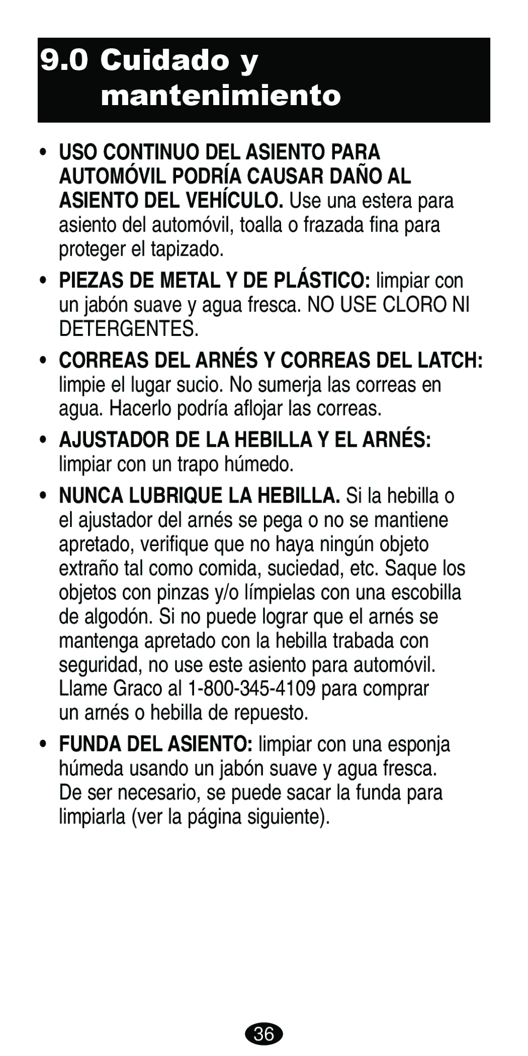 Graco ISPB007BD manual Cuidado y mantenimiento 