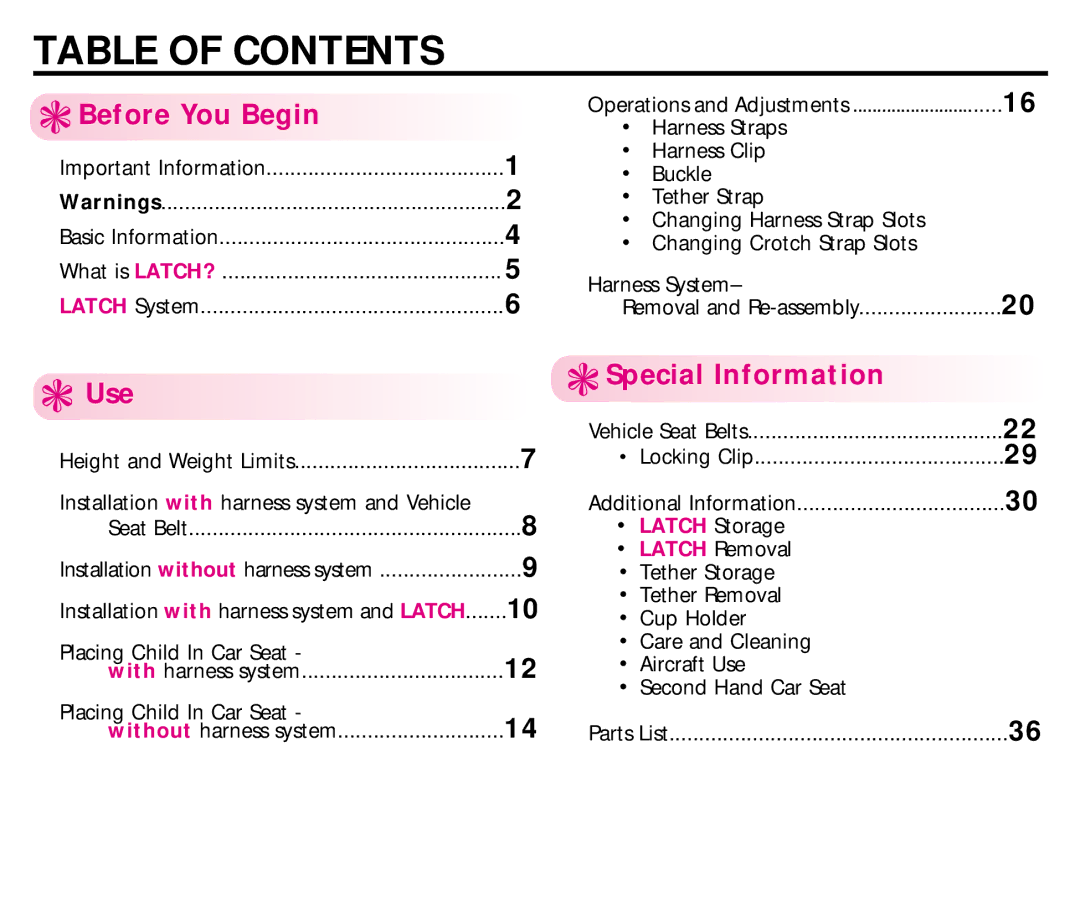 Graco ISPB008BC 1/03 manual Table of Contents 