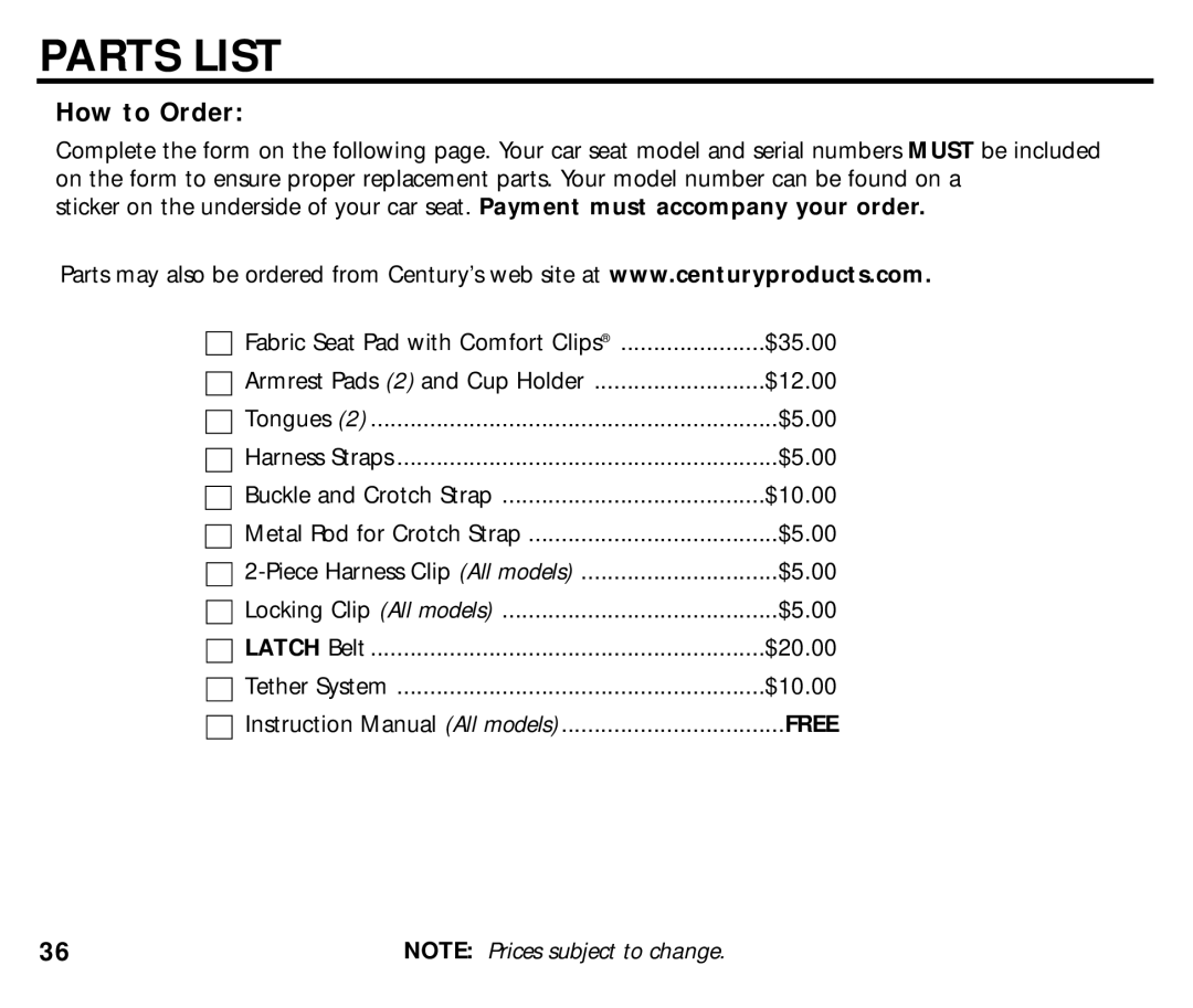 Graco ISPB008BC 1/03 manual Parts List, How to Order 