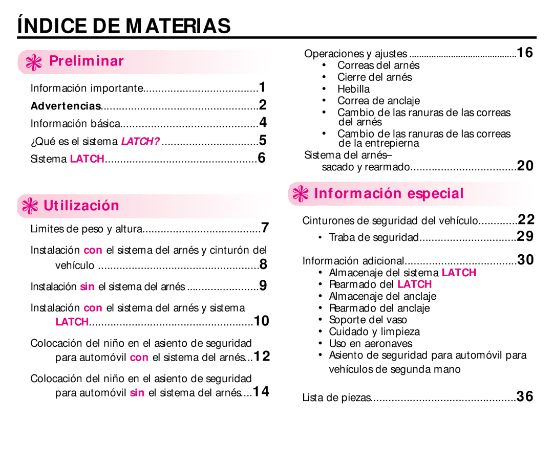 Graco ISPB008BC 1/03 manual Índice DE Materias, Preliminar, Utilización, Información especial 