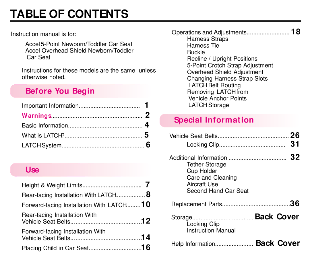 Graco ISPC008BA 08/02 manual Table of Contents 