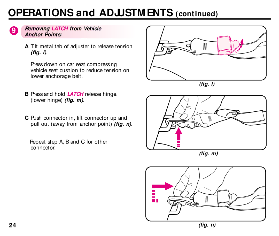 Graco ISPC008BA 08/02 manual Removing Latch from Vehicle Anchor Points, Fig. l 