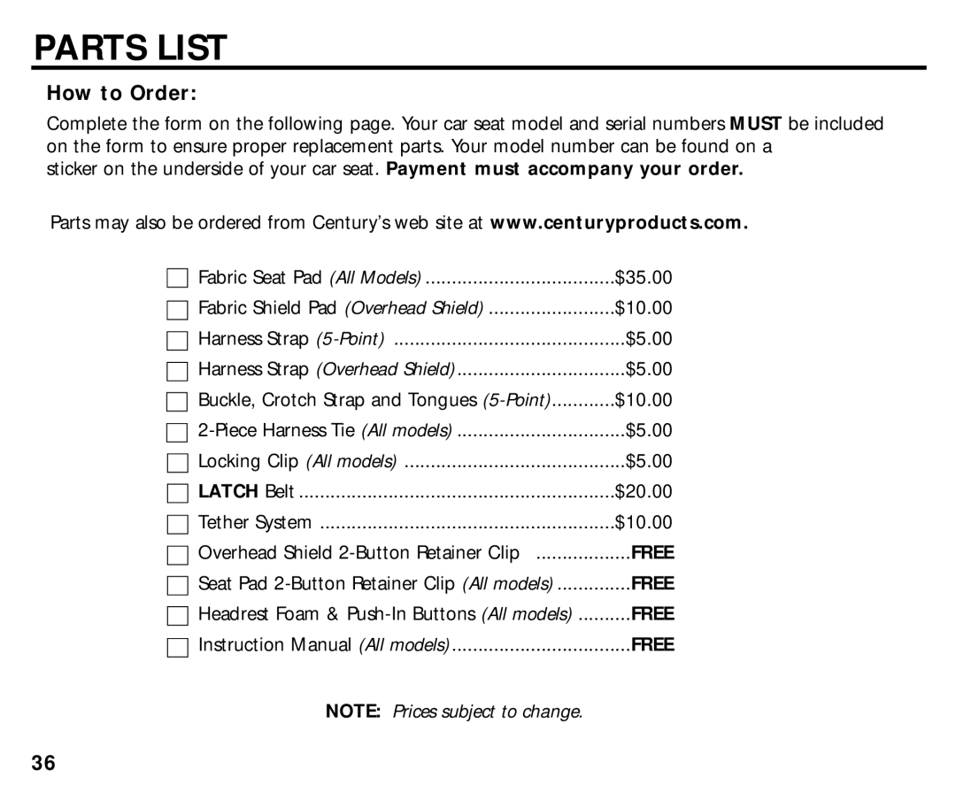 Graco ISPC008BA 08/02 manual Parts List, How to Order 