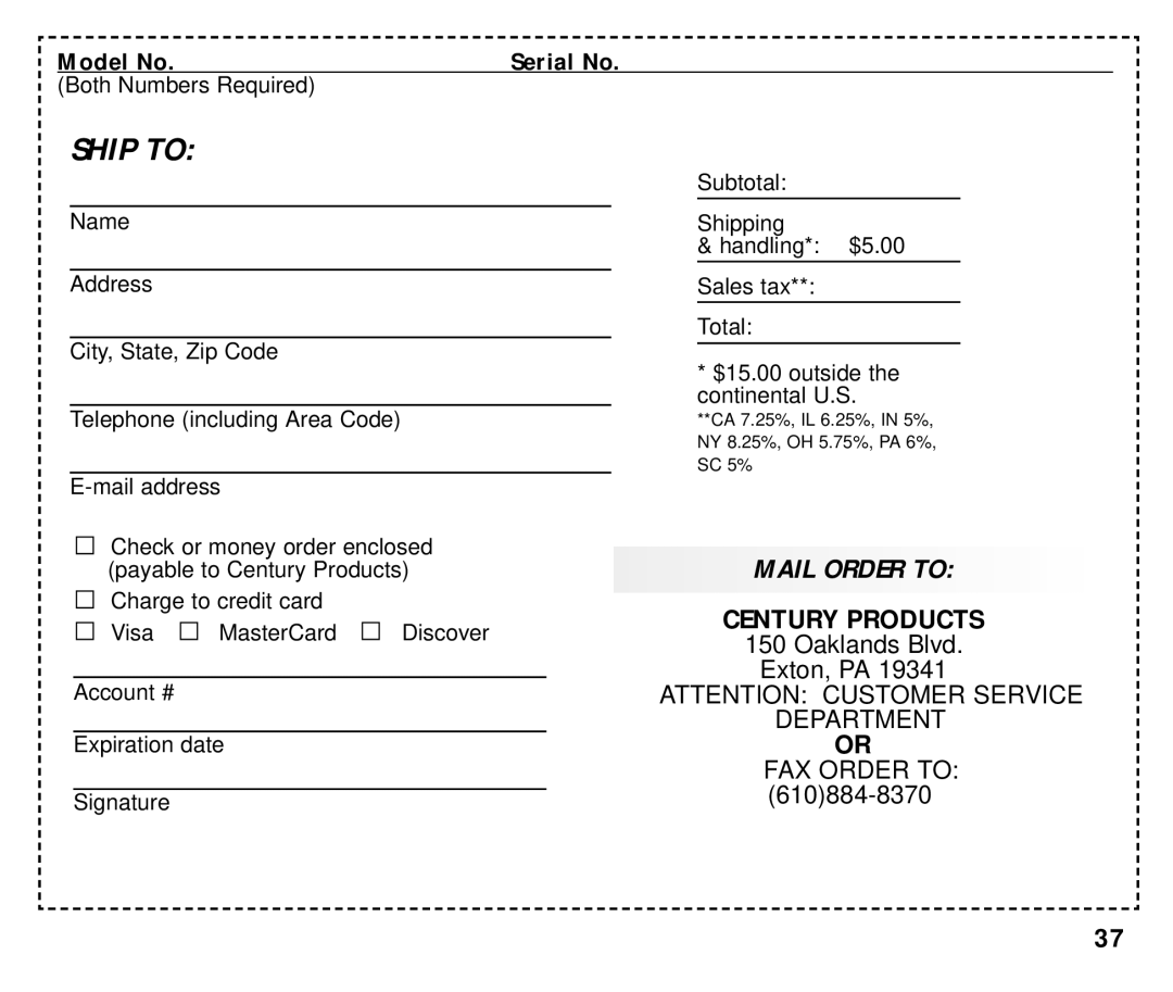 Graco ISPC008BA 08/02 manual Ship to, Both Numbers Required 