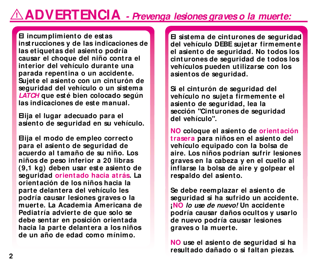 Graco ISPC008BA 08/02 manual Advertencia Prevenga lesiones graves o la muerte 