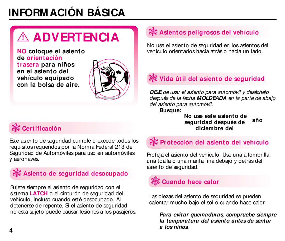 Graco ISPC008BA 08/02 manual Advertencia, Información Básica 