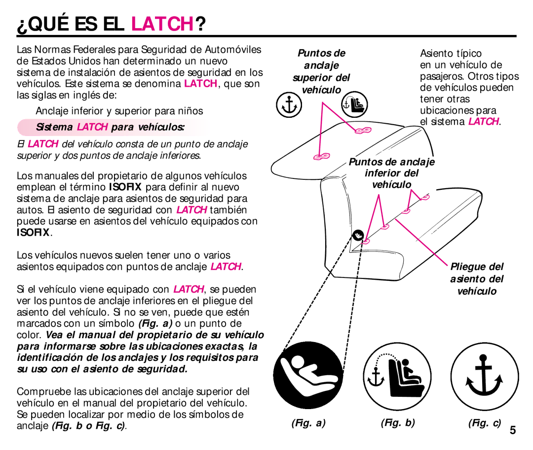 Graco ISPC008BA 08/02 manual ¿Qué Es El Latch?, Sistema Latch para vehículos, Anclaje 