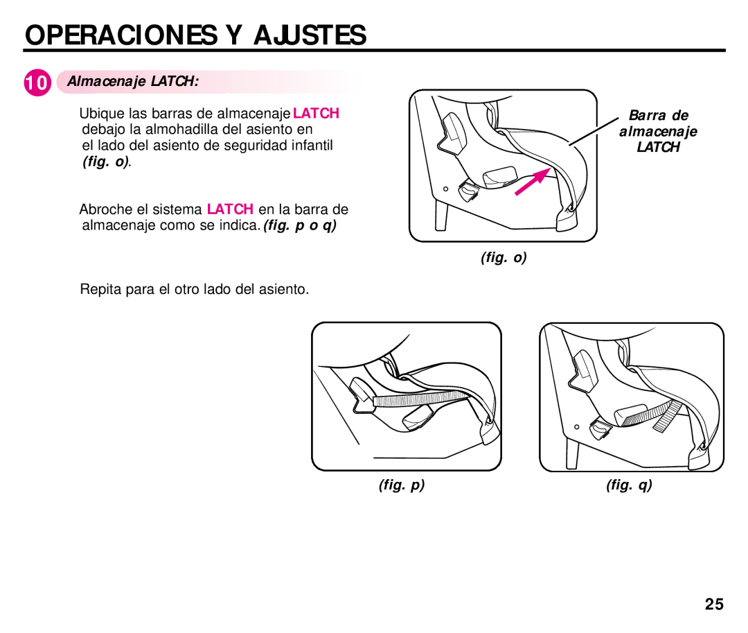 Graco ISPC008BA 08/02 manual Almacenaje Latch, Barra de Almacenaje 