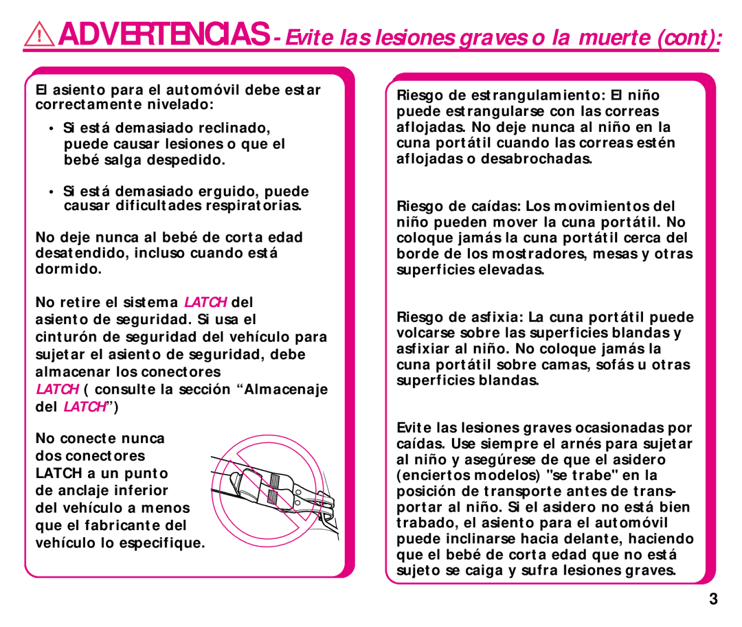 Graco ISPC014BB manual Advertencias Evite las lesiones graves o la muerte 