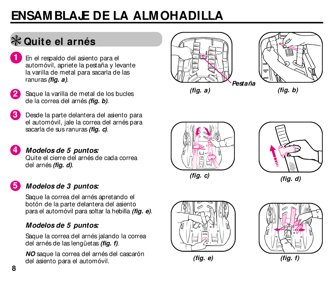 Graco ISPC014BB manual Ensamblaje DE LA Almohadilla, Pestaña 