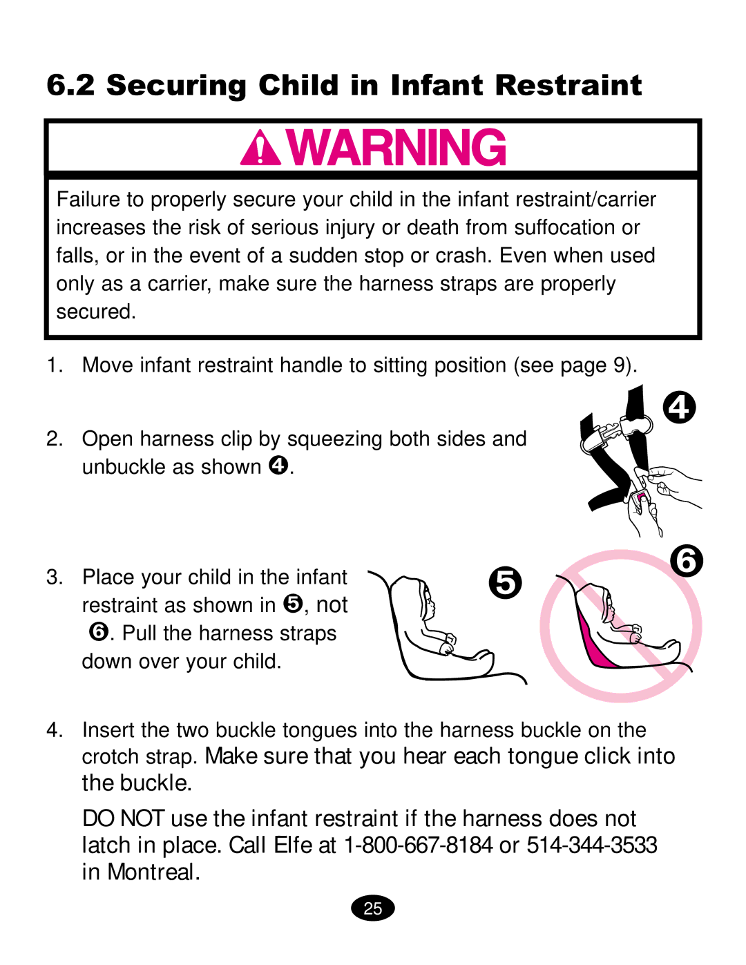 Graco ISPC019CB owner manual Securing Child in Infant Restraint 