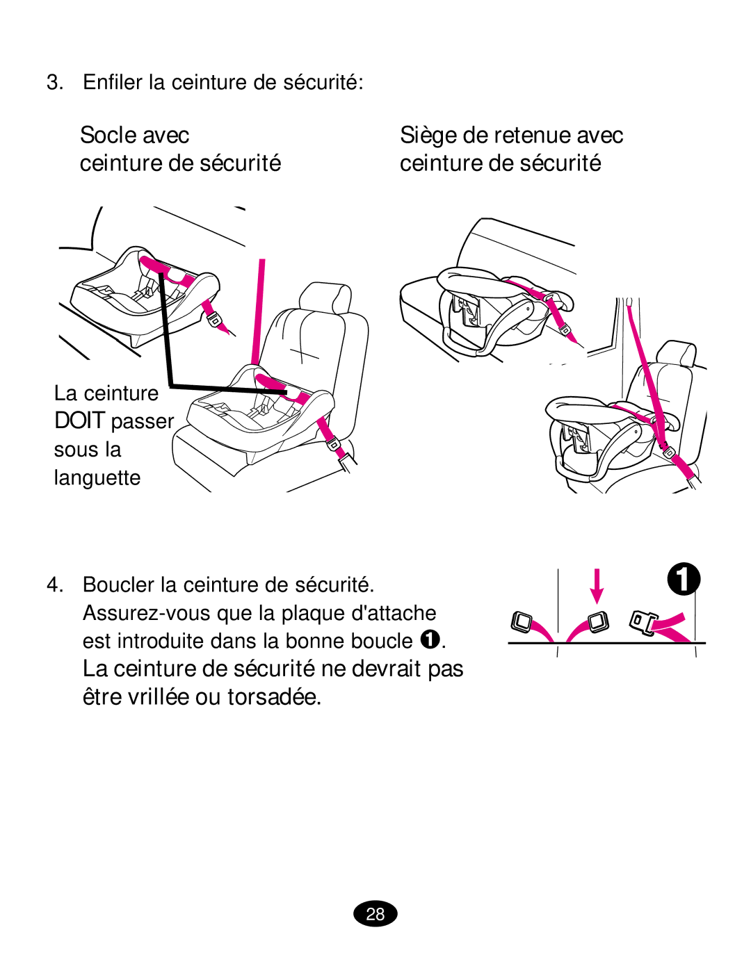 Graco ISPC019CB owner manual Socle avec, Ceinture de sécurité 