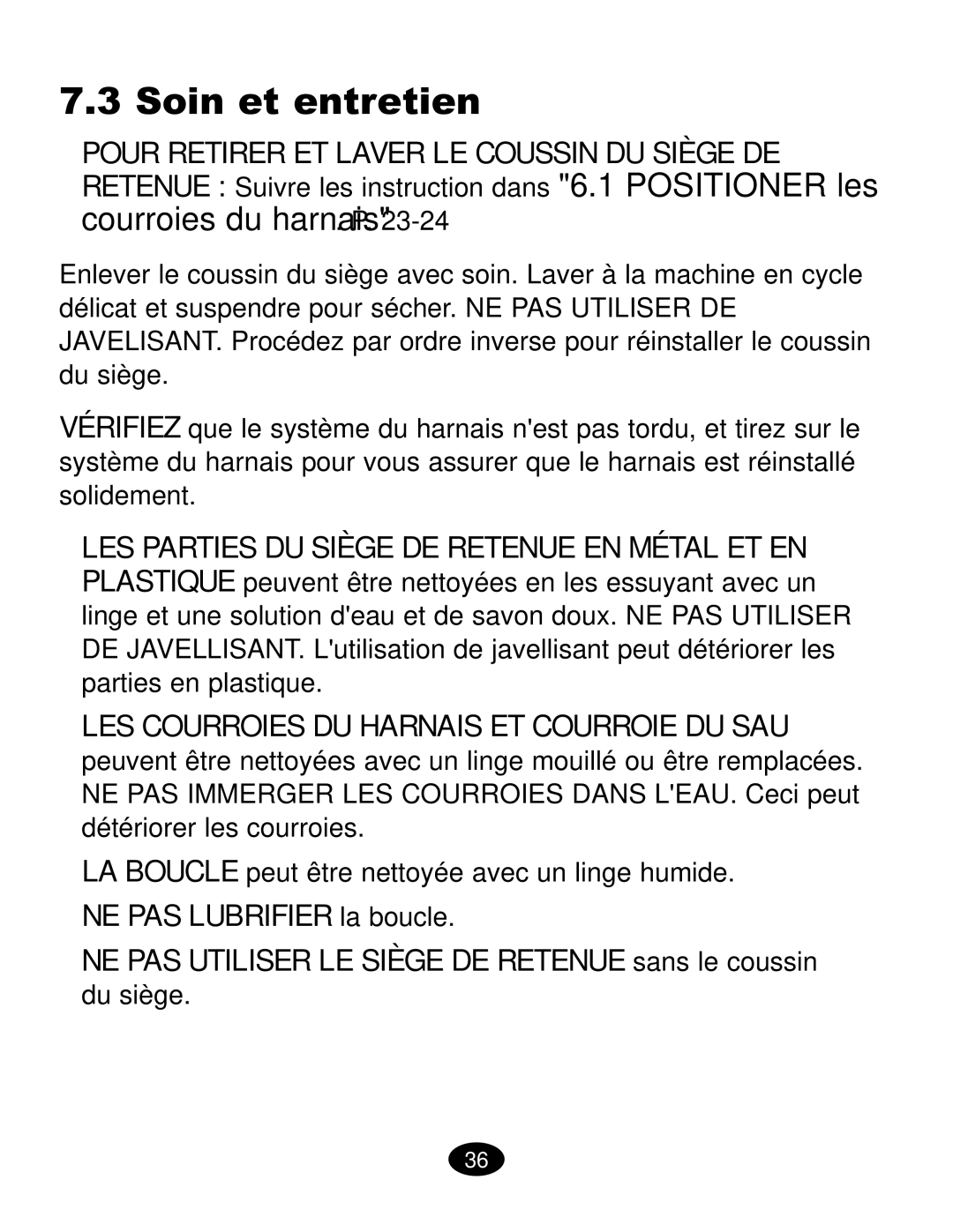 Graco ISPC019CB owner manual Soin et entretien 