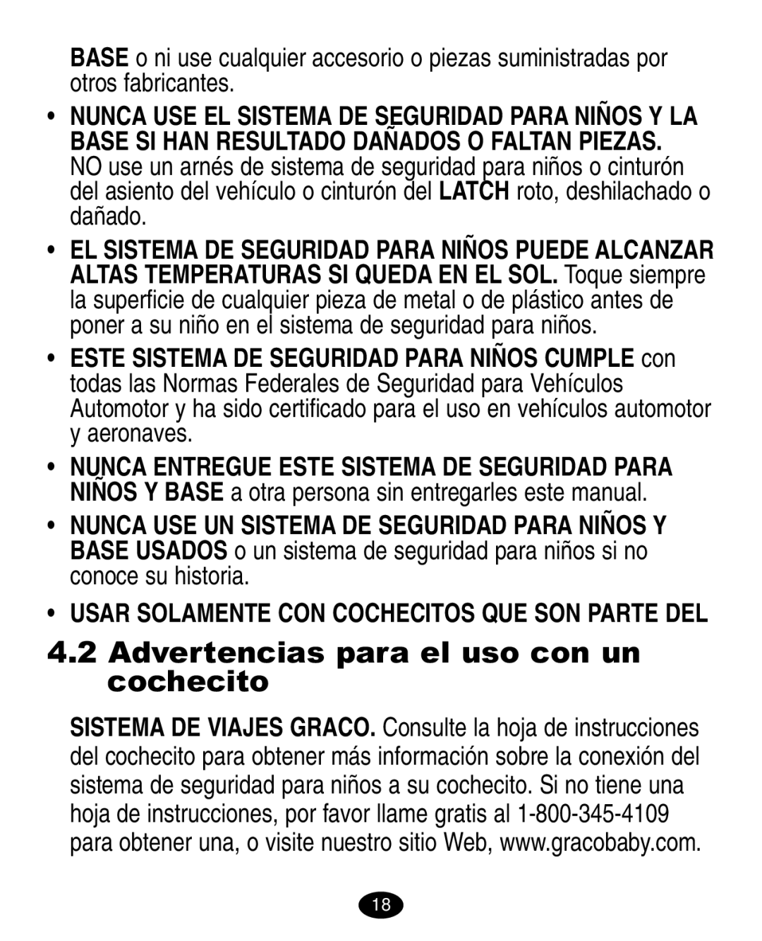 Graco ISPC021BC manual Advertencias para el uso con un cochecito 