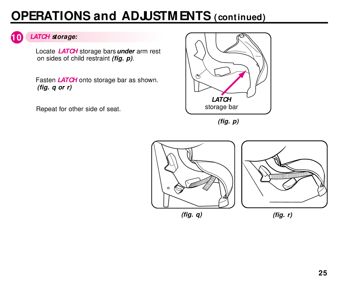 Graco ISPC054BA manual Latch storage, Fig. q or r 