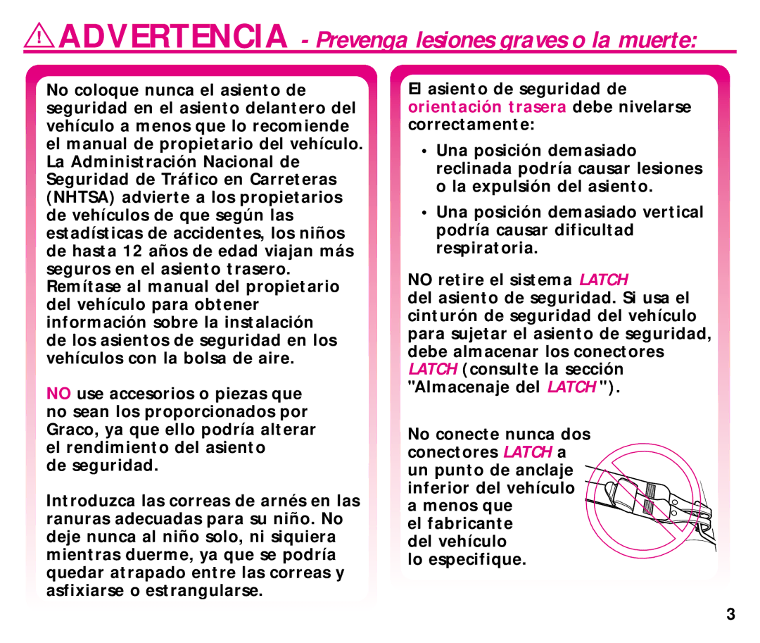 Graco ISPC054BA manual Orientación trasera debe nivelarse 